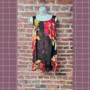 Women's COCOMO Sleeveless High Low Floral Tunic Top Small